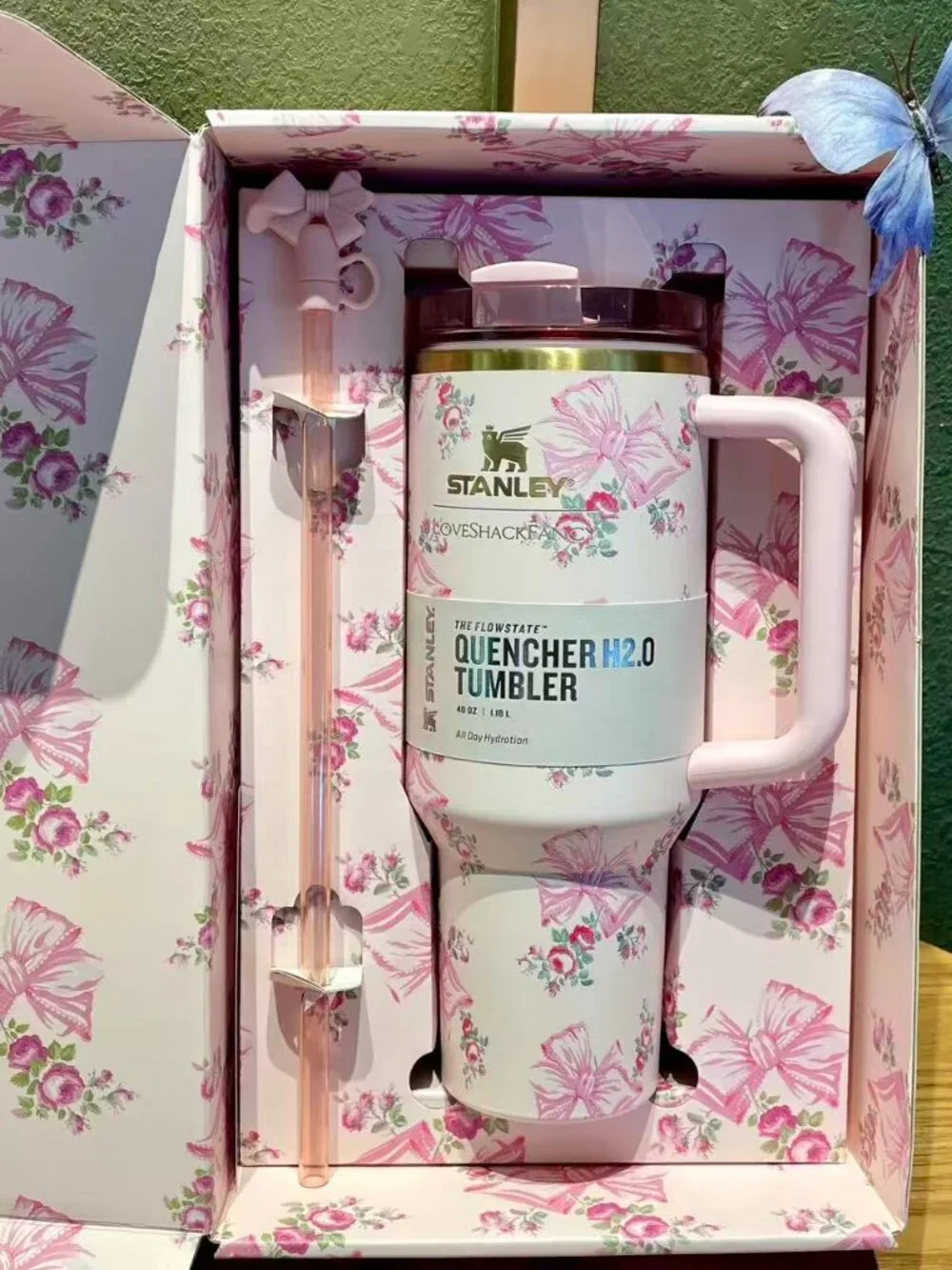 Stanley Love Shack Fancy Floral Powder 40 OZ Quencher with BoxStanley Love Shack